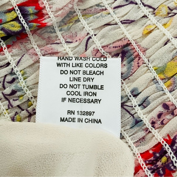 NWT ROSE+OLIVE Ivory Smocked Peasant Blouse with Colorful Floral Design | XS - Picture 12 of 12